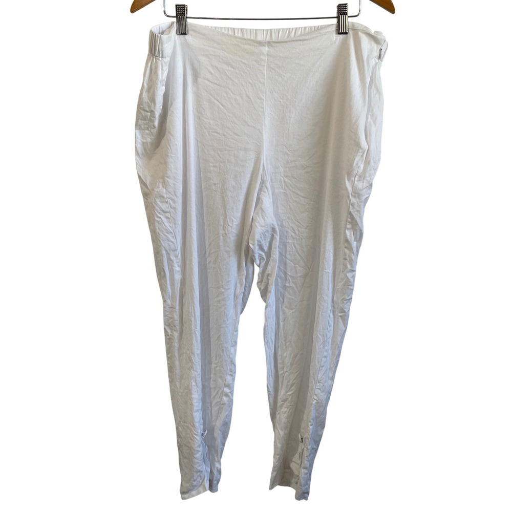 J. Jill Linen Stretch‎ Pull On Pants White Elastic Waist Casual Comfy Womens 1X
